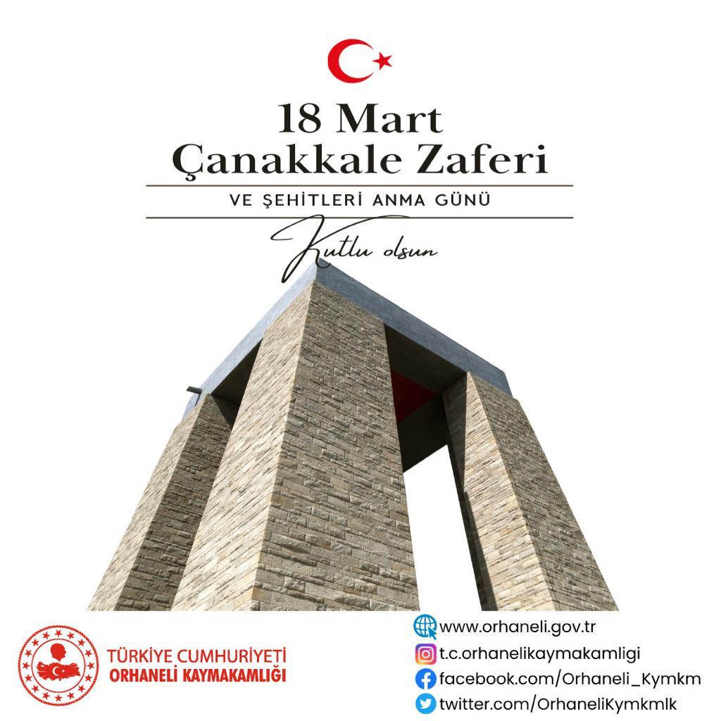 Kaymakam Mehmet Naim AKGÜL'ün "18 Mart Şehitleri Anma Günü ve Çanakkale Zaferi'nin 108. Yıl Dönümü" Mesajı